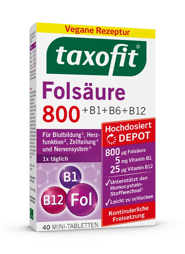 taxofit® Folsäure 800 +B1+B6+B12 Depot Mini-Tabletten